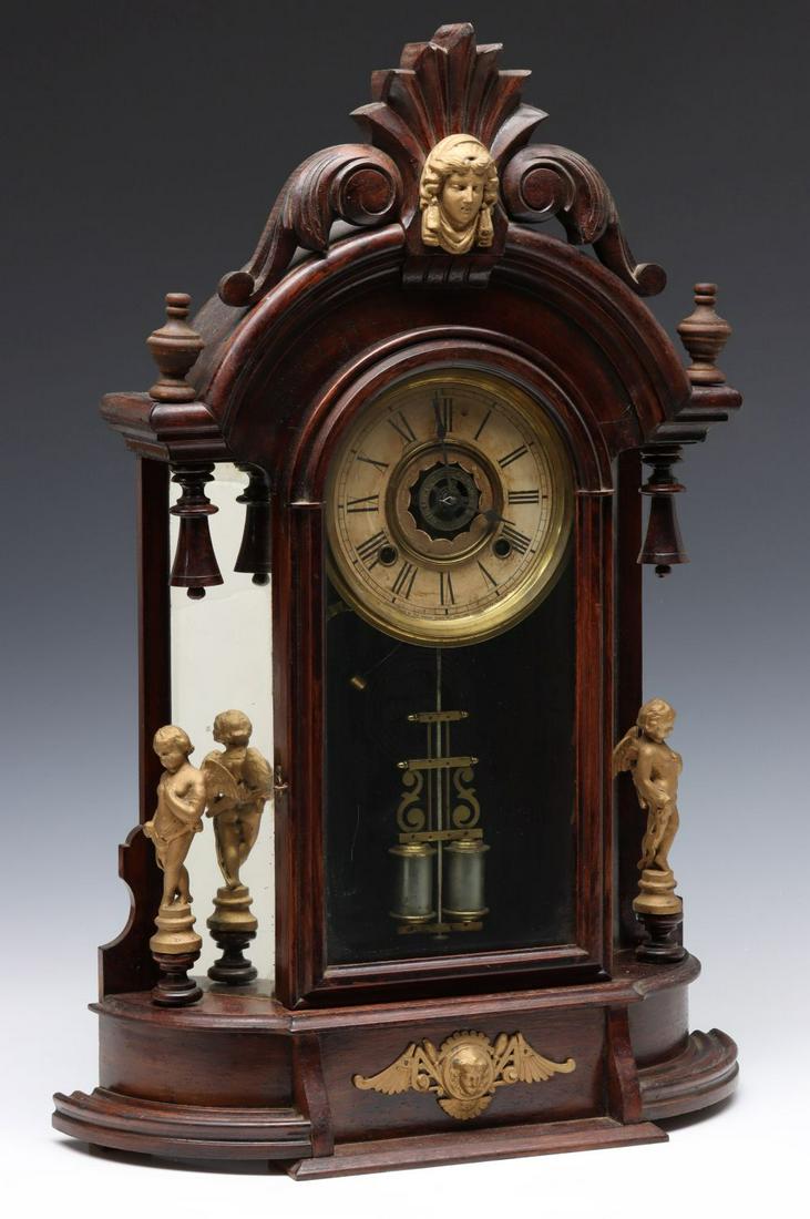 ANSONIA TRIUMPH FANCY WALNUT MIRROR SIDE PARLOR CLOCK (1 of 18)