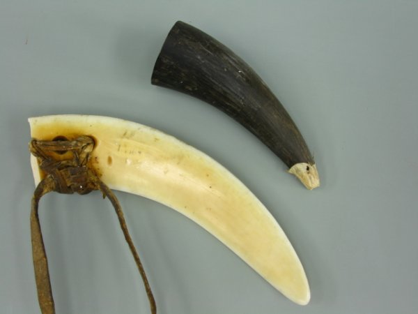 TRIBAL AFRICAN BLEEDING HORN & ORNAMENT