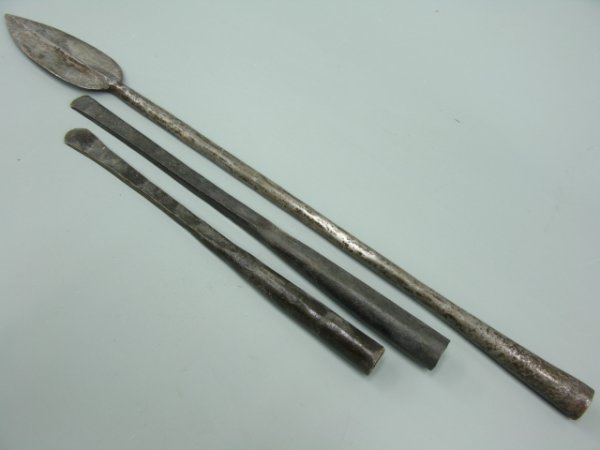 THREE AFRICAN MAASAI TRIBAL SPEARHEADS