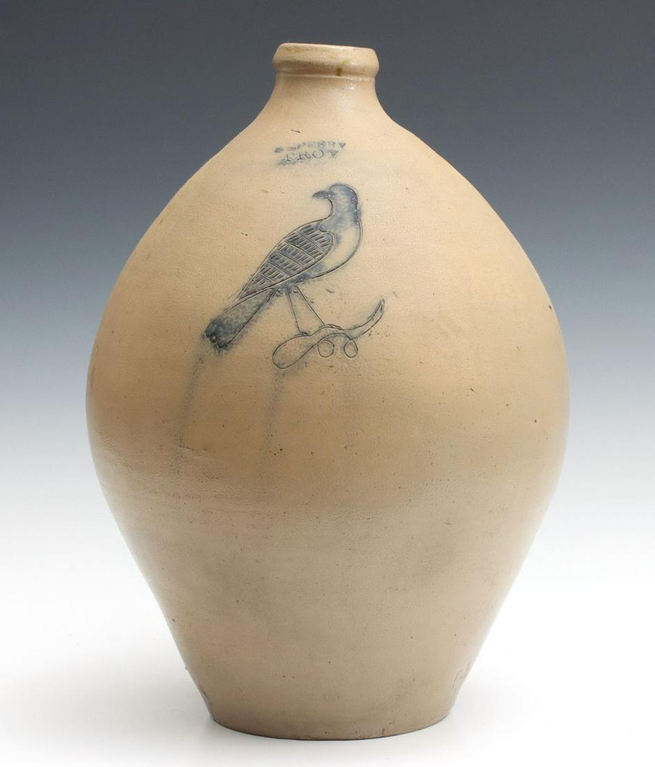 A 19TH C. OVOID JUG WITH ETCHED BIRD SIGNED S.S. PERRY (1 of 14)