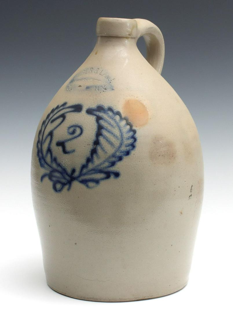 A 19TH C. STONEWARE JUG WITH FERN SIGNED BURGER & LANG (1 of 15)