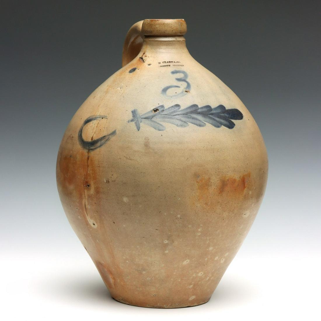 A 19TH CENTURY BLUE DECORATED JUG SIGNED W. CLARK & CO (1 of 20)