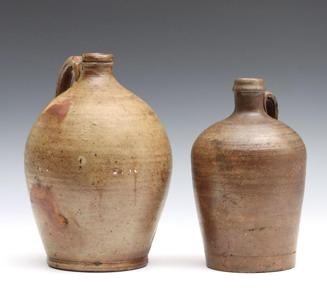 TWO EARLY 19TH C. SOUTHERN UNITED STATES POTTERY JUGS (1 of 18)