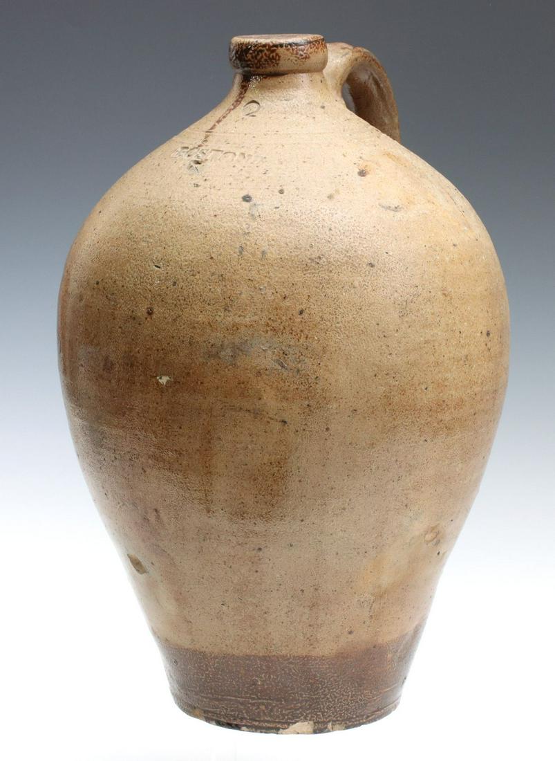 A 19TH CENTURY OVOID STONEWARE JUG STAMPED BOSTON (1 of 14)