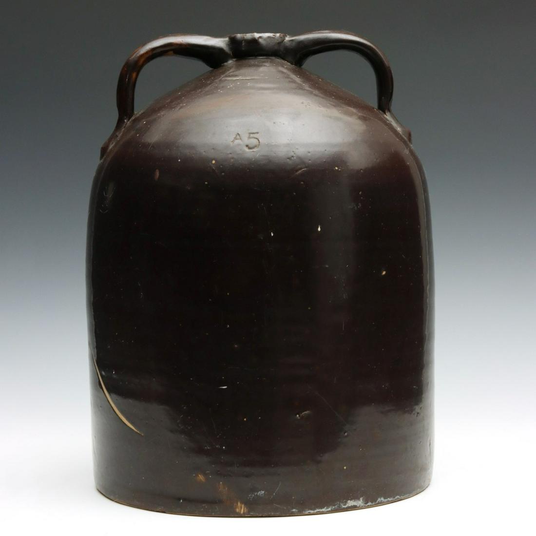A FIVE GALLON MIDWESTERN STONEWARE TWO-HANDLED JUG (1 of 14)
