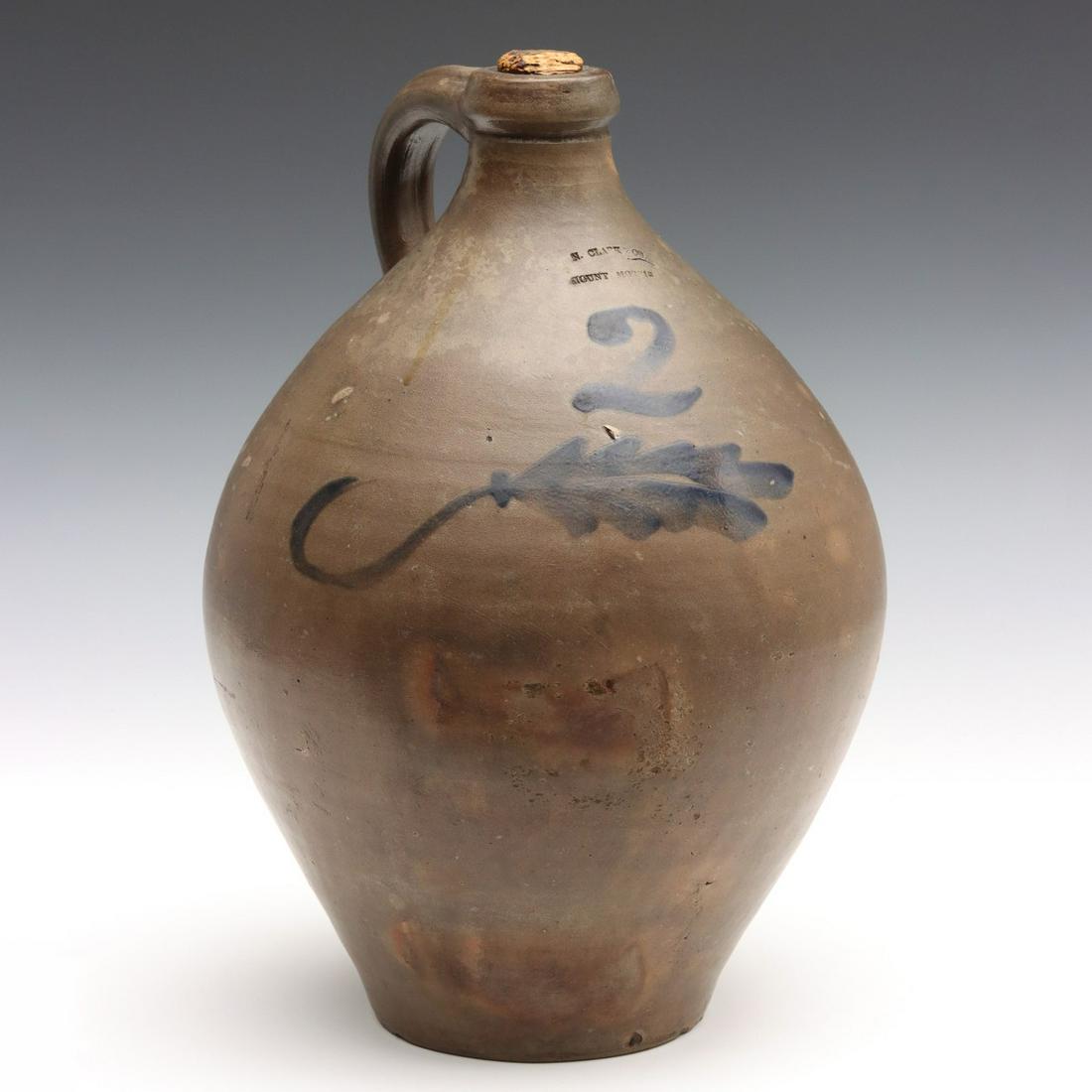 A 19TH CENTURY BLUE DECORATED JUG SIGNED N. CLARK & CO (1 of 17)