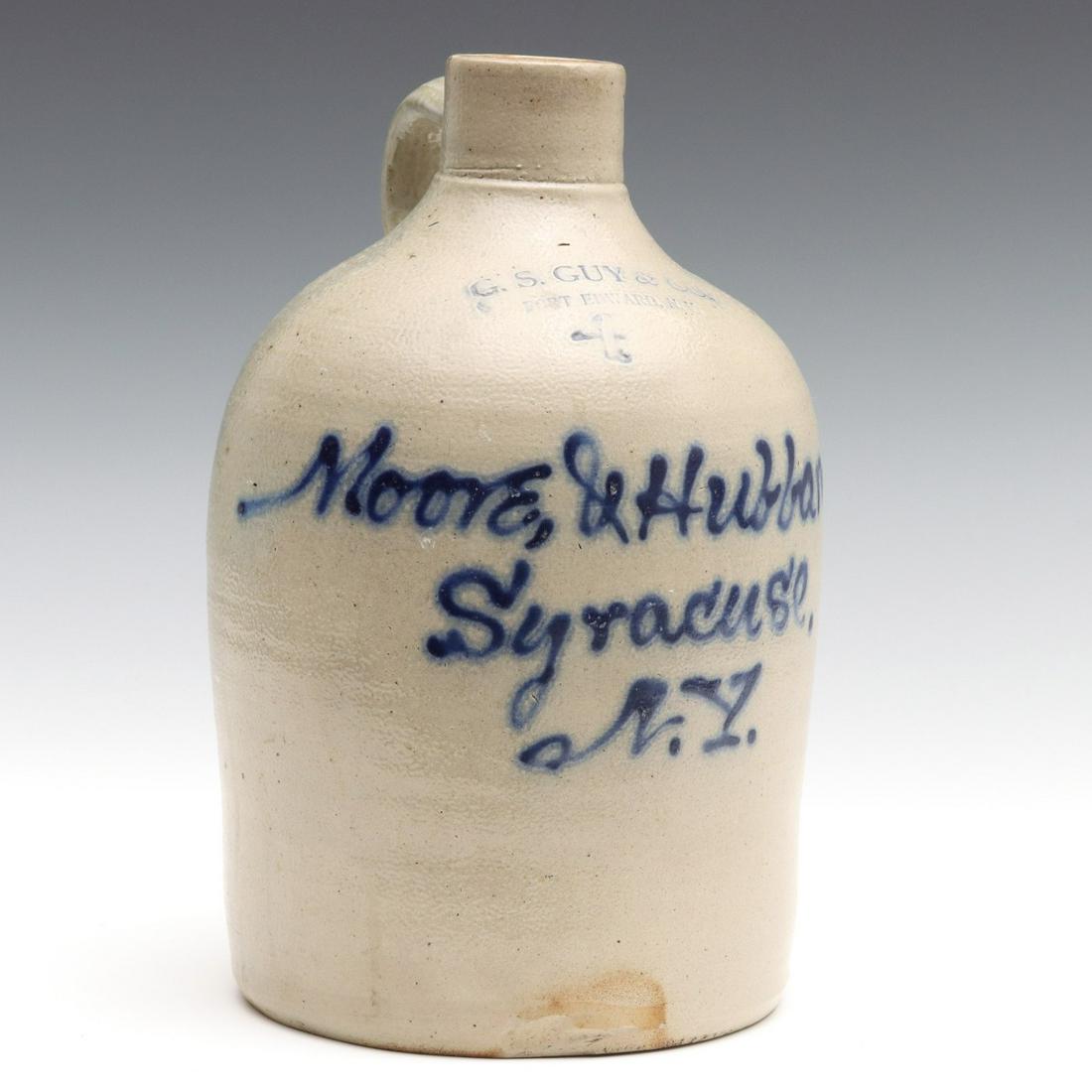 A BLUE DECORATED MERCHANT'S JUG FOR MOORE & HUBBARD (1 of 16)