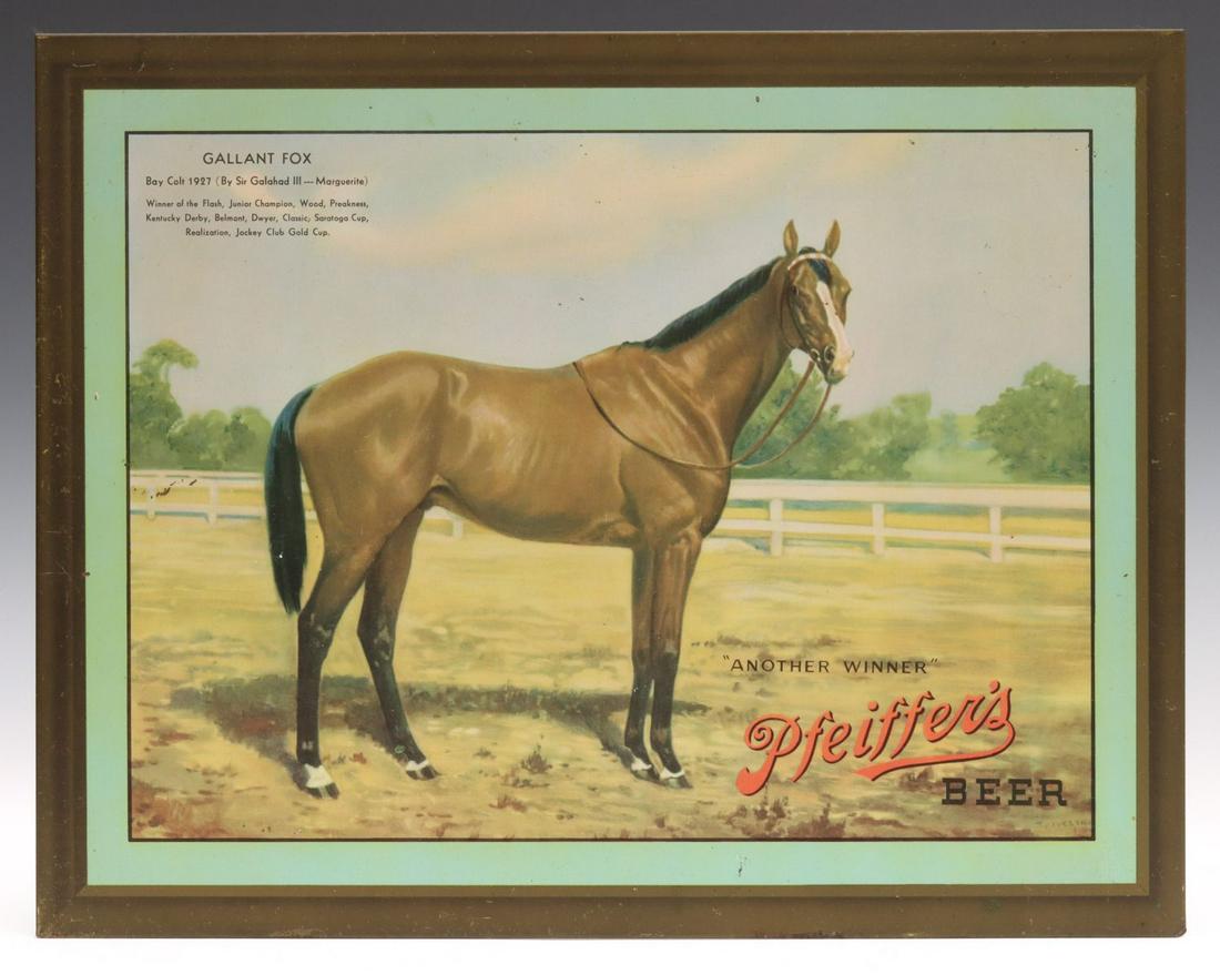 PFEIFFER'S BEER SIGN PICTURING TRIPLE CROWN WINNER (1 of 12)