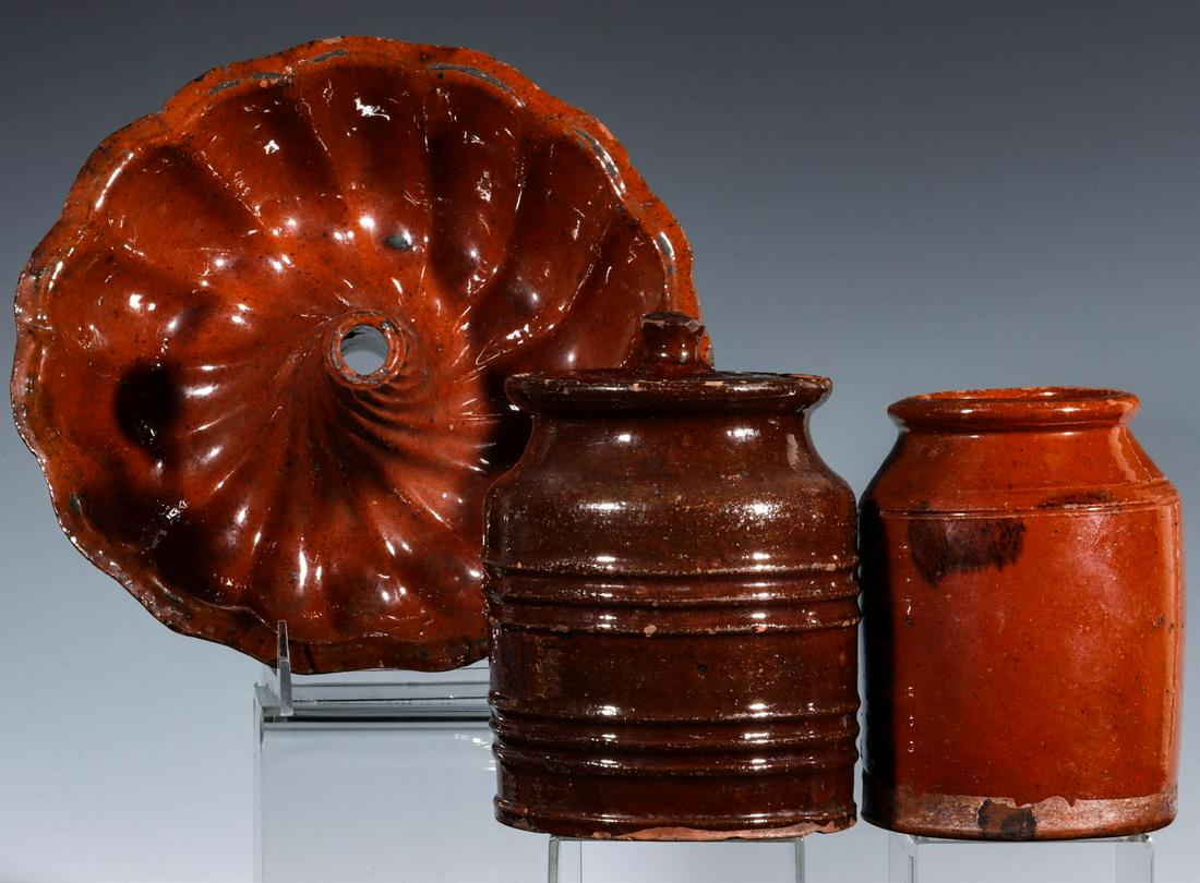 REDWARE INCLUDING A COVERED JAR WITH CONCENTRIC RINGS (1 of 10)