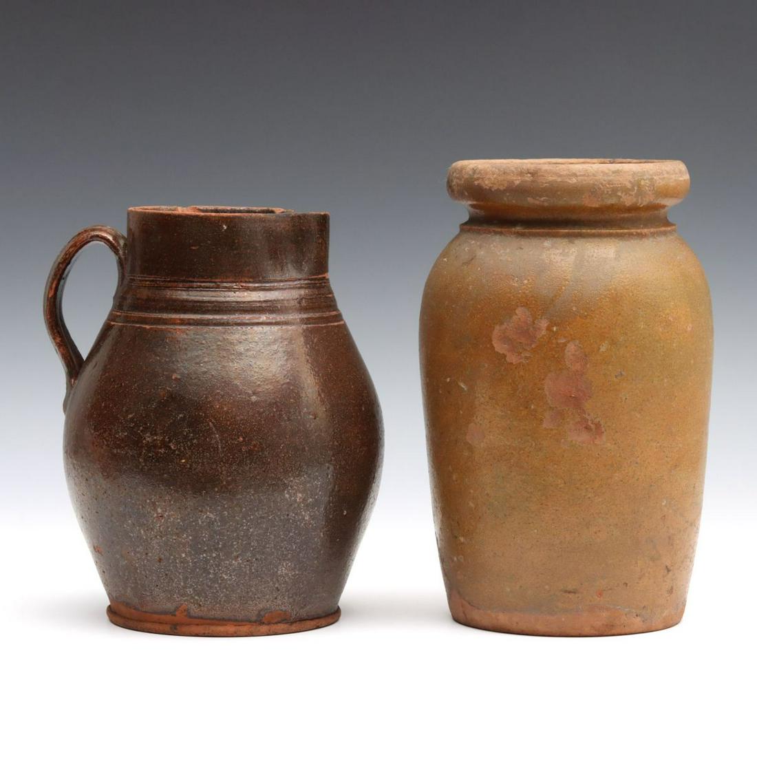 A 19TH C. REDWARE PITCHER WITH CONCENTRIC RINGS (1 of 12)