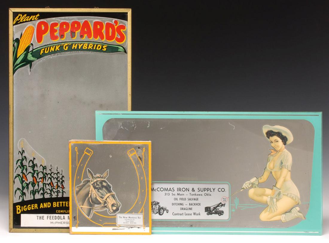 THREE MID 20TH CENTURY ADVERTISING MIRRORS (1 of 14)