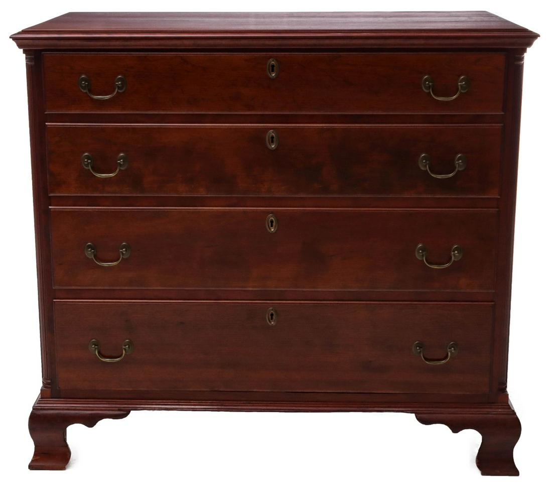 AN AMERICAN CHIPPENDALE CHERRY FOUR DRAWER CHEST C 1800 (1 of 13)