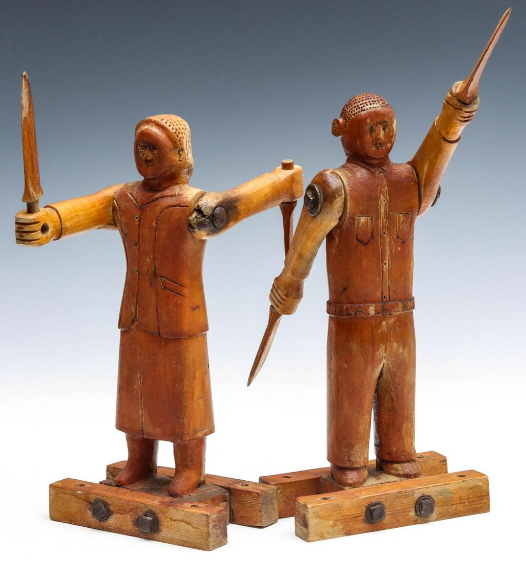 EARLY 20TH C. MALE AND FEMALE FIGURAL WHIRLIGIG PAIR (1 of 20)