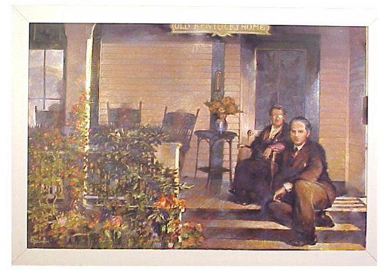 Robert MacDonald Graham (1919-2000) Acry: Robert MacDonald Graham (1919-2000) Acrylic on canvas titled "Tom and Julia, Asheville 1937" and measuring 32 X 48 inches. This work is from Grahams Thomas Wolfe memorial series.