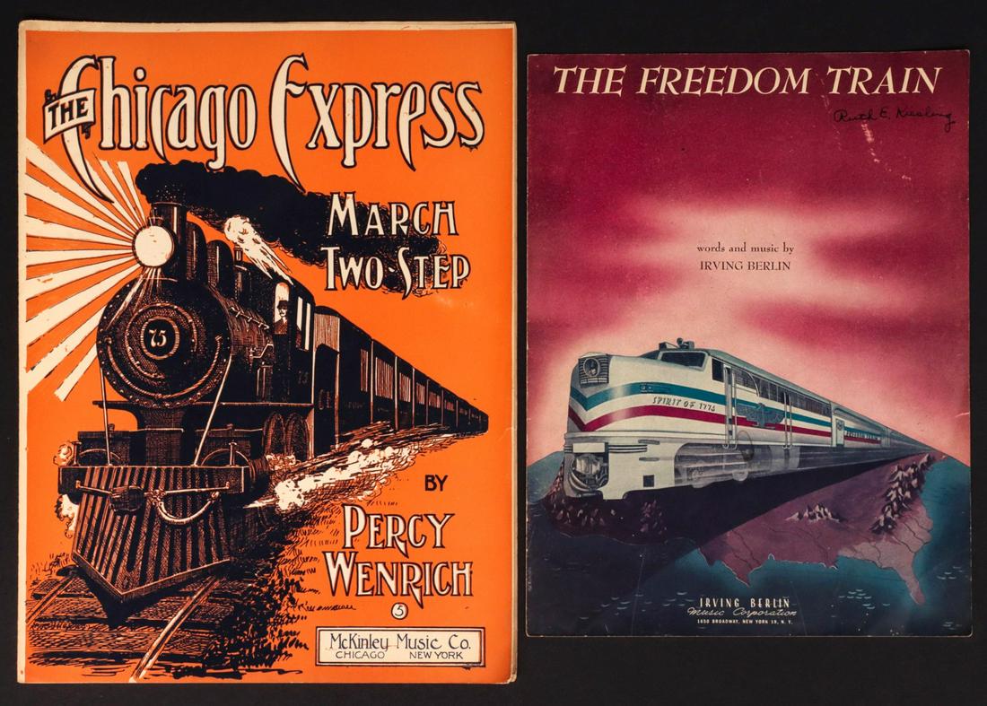 EARLY 20TH CENTURY RAILROAD THEME SHEET MUSIC: The pieces as shown. We happily provide seamless in-house packing and shipping services on nearly everything we sell.