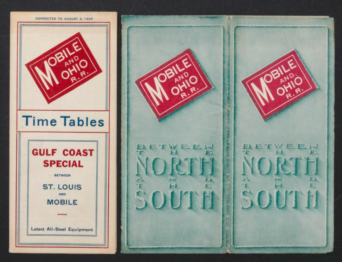MOBILE AND OHIO TIMETABLES CIRCA JANUARY 1926: Please see the lot images for a full depiction of this lot's contents. We happily provide seamless in-house packing and shipping services on nearly everything we sell.