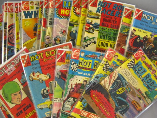 26 CHARLTON HOT ROD & RACING COMICS: Most 12 cents.