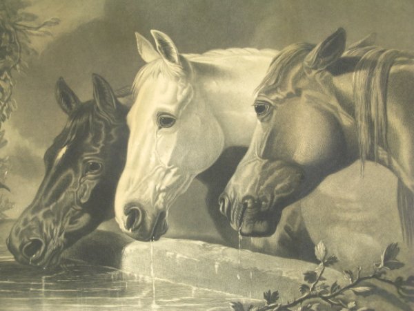 ALEXANDER HAY RITCHIE (1822-1895) ENGRAVING: "Three Members of the Temperance Society," engraved after a painting by J.F. Herring (1795-1865), image field measures 17.5 x 25.5 inches, 20.5 x 29 inch sheet size.