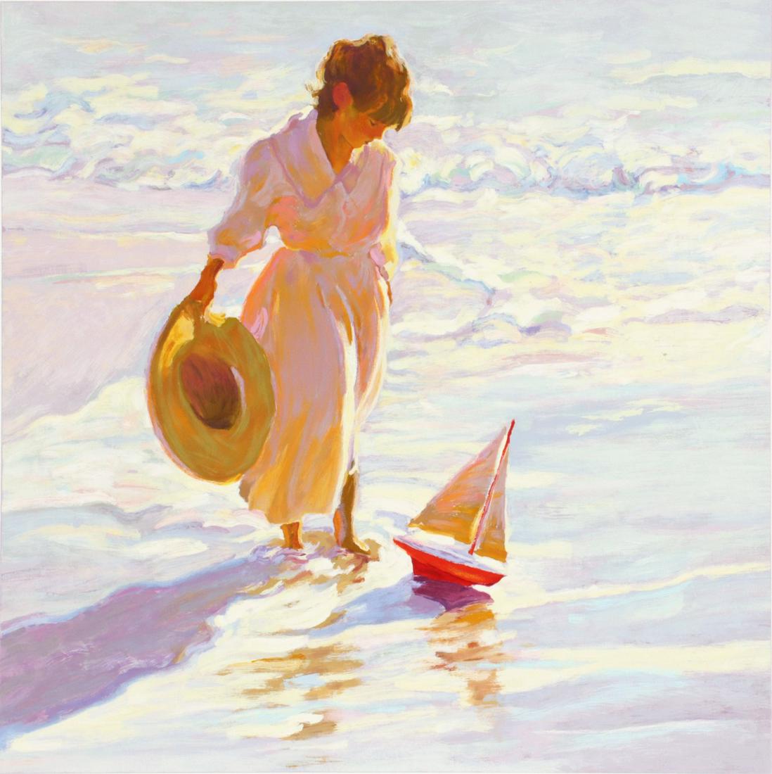 DAN McCAW (BORN 1942) PENCIL SIGNED SERIGRAPH: Dan McCaw (Born 1942) Lori The large unframed serigraph signed by the artist in pencil below the image lower right. Image measures 28 x 28 with a sheet size of 33 x 32 inches. We happily provide seaml