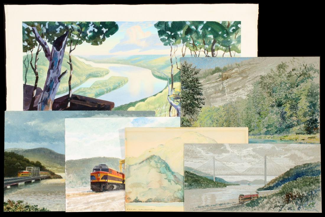 VARIOUS WORKS ON PAPER INCL D. MACMORRIS AND B. HAYNES: Daniel MacMorris (1893-1981) | Bryan Haynes (Born 1956) | Lu Fuller (20th/21st C.) 1861 Crossing The Gamboa, Lac D'Annecy, Puente Centenario Panama No 1863 and Loading No. 1865 The collection of works