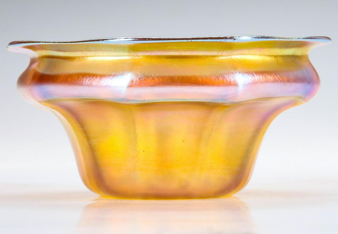 A GOLD FAVRILE ART GLASS MASTER SALT SIGNED L.C.T (1 of 9)