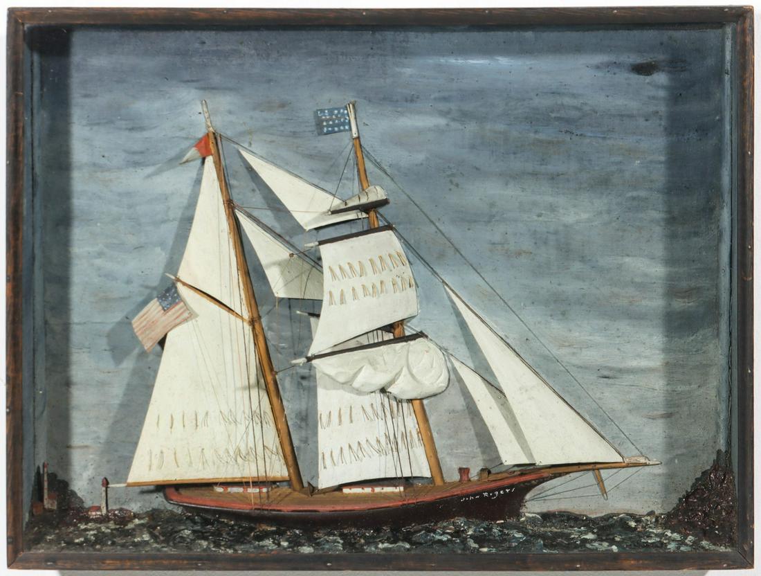A 19TH CENTURY FOLK ART SHIP DIORAMA JOHN ROGERS (1 of 11)