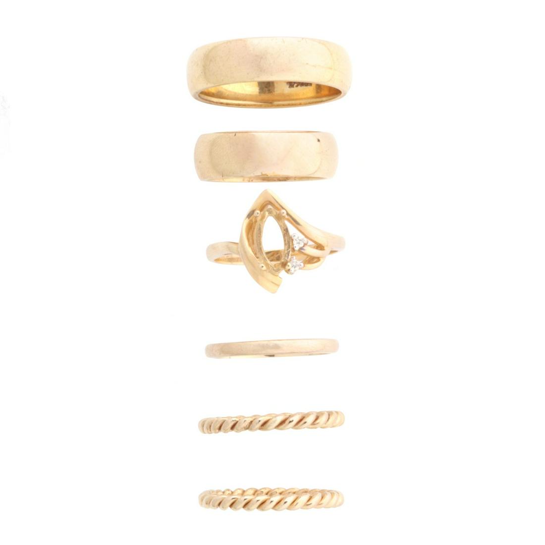 A COLLECTION OF 14 AND 18 KARAT BANDS AND MOUNTING (1 of 9)