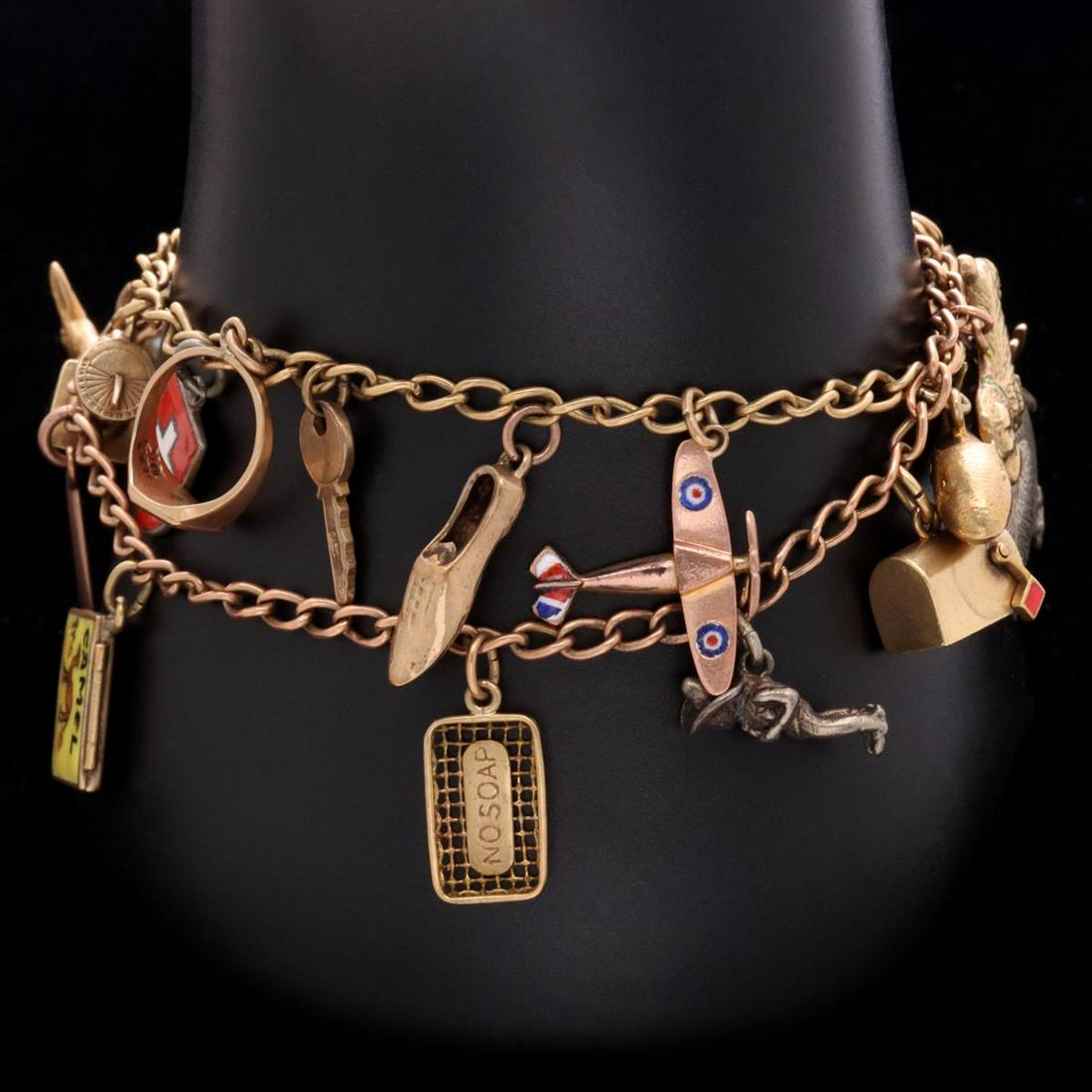 VINTAGE 10K AND 14K GOLD CHARM BRACELETS (1 of 8)