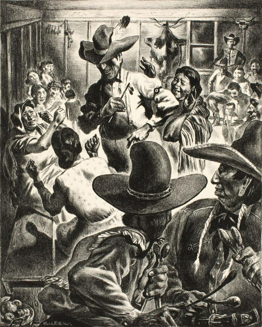 CHARLES BANKS WILSON (1918-2013) RARE EARLY LITHOGRAPH: Charles Banks Wilson (1918-2013) Handgame 1942 The rare early print from an edition of only 25 signed by the artist in pencil below the image lower right, annotated 42 for the year 1942, titled 'Handg