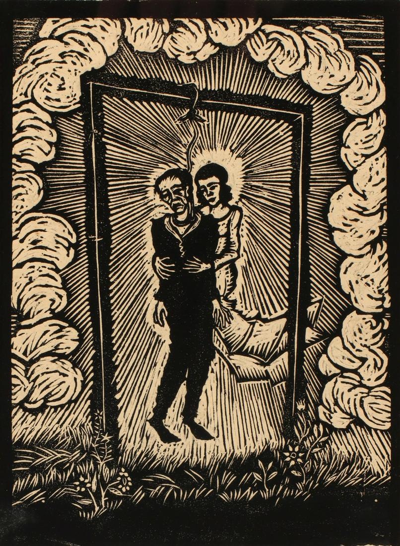 A PENCIL SIGNED GERMAN EXPRESSIONIST WOOD CUT, 1923 (1 of 10)