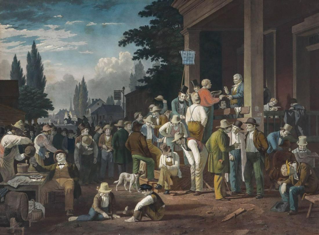 HAND COLORED MEZZOTINT AFTER GEORGE CALEB BINGHAM (1 of 10)