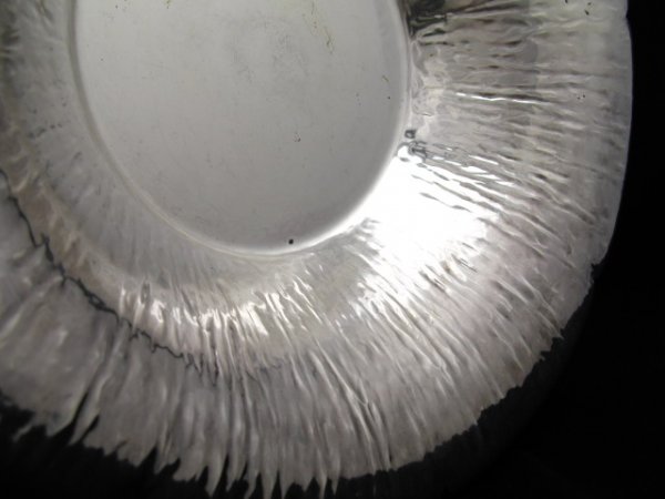 A LARGE ARTS & CRAFTS DODGE STERLING BOWL: A large and wonderful sterling silver bowl by William Waldo Dodge of Asheville, North Carolina with impressed marks of "Dodge Sterling by Hand" plus two hallmarks and number 1207, measures 14 1/2", 16