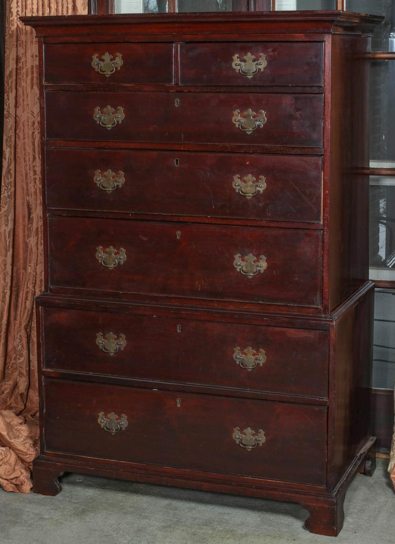 AN EARLY 19TH CENTURY CHIPPENDALE STYLE CHEST ON CHEST (1 of 9)