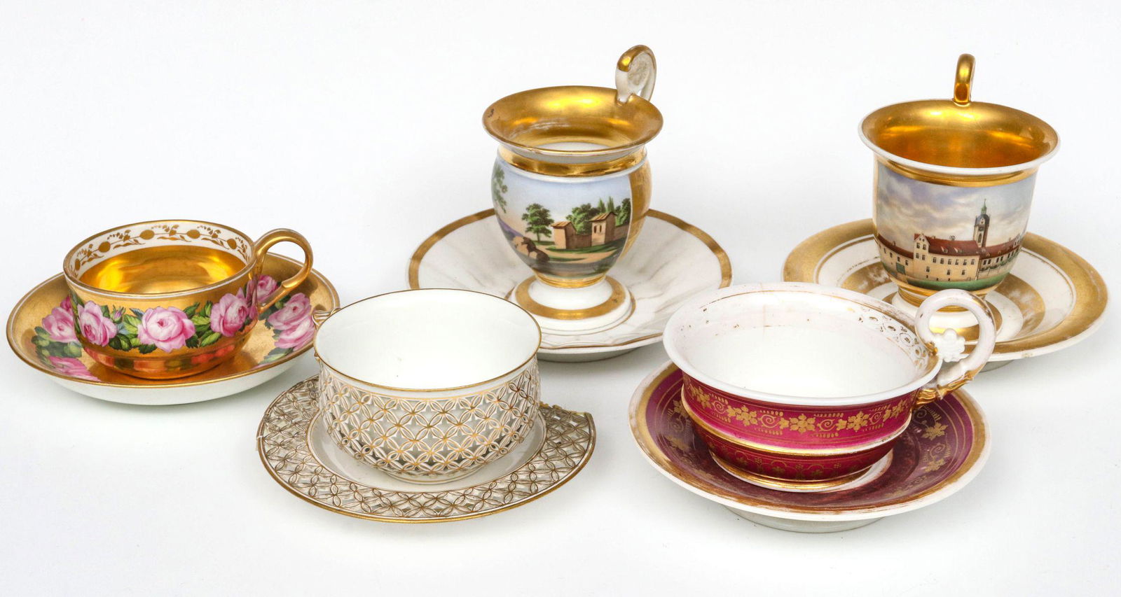 A COLLECTION CONTINENTAL PORCELAIN CUP AND SAUCERS (1 of 15)
