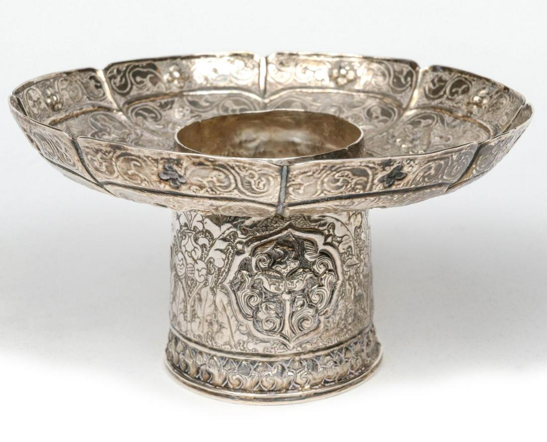 A 19TH CENTURY BUDDHIST REPOUSSE BUTTER LAMP (1 of 8)