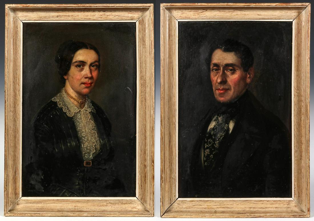 A PAIR 19TH CENTURY OIL ON TIN PORTRAITS (1 of 15)