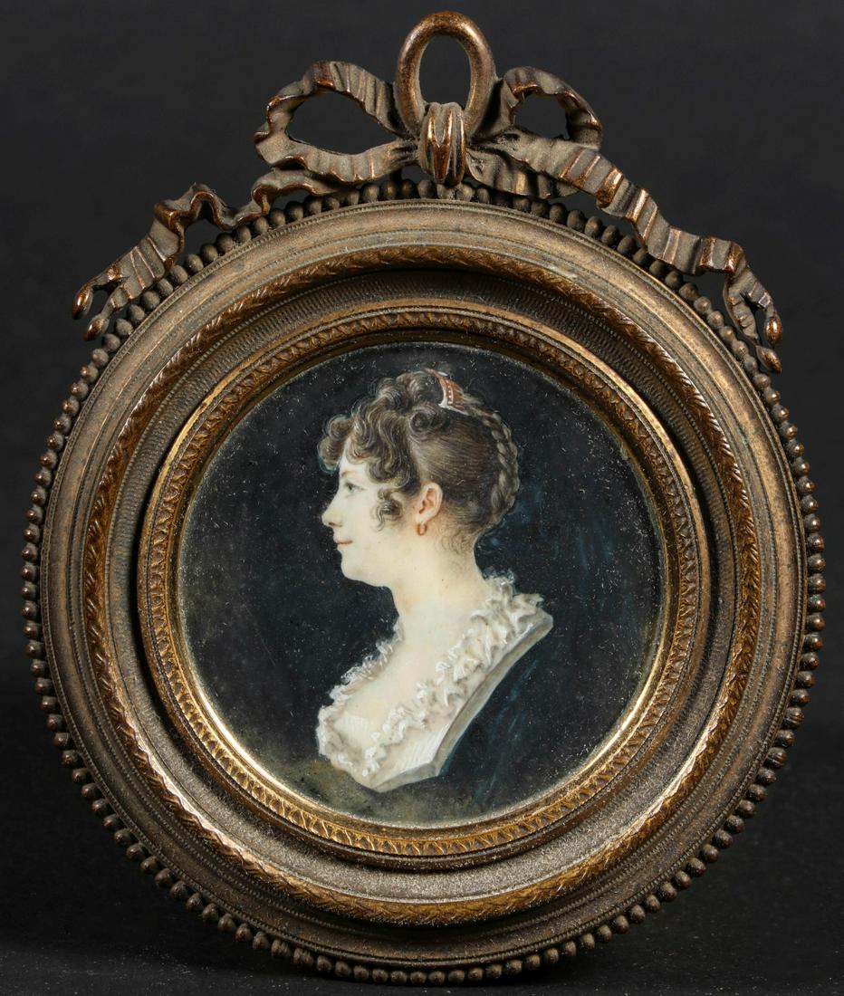 A 19TH CENTURY HAND PAINTED MINIATURE PORTRAIT (1 of 4)