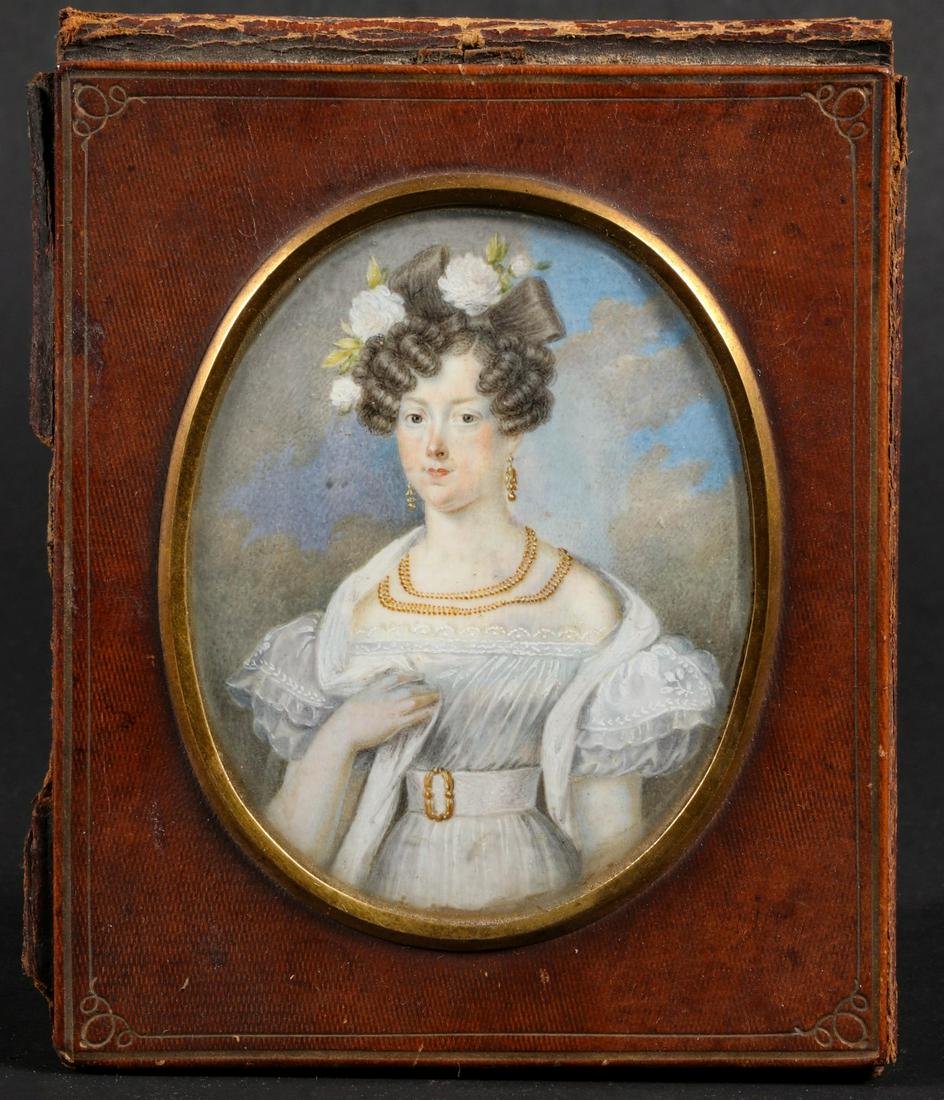 A 19TH CENTURY AMERICAN HAND PAINTED MINIATURE PORTRAIT (1 of 5)