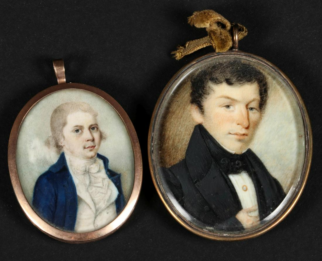 TWO 19TH CENTURY MINIATURE PORTRAIT MOURNING LOCKETS (1 of 5)