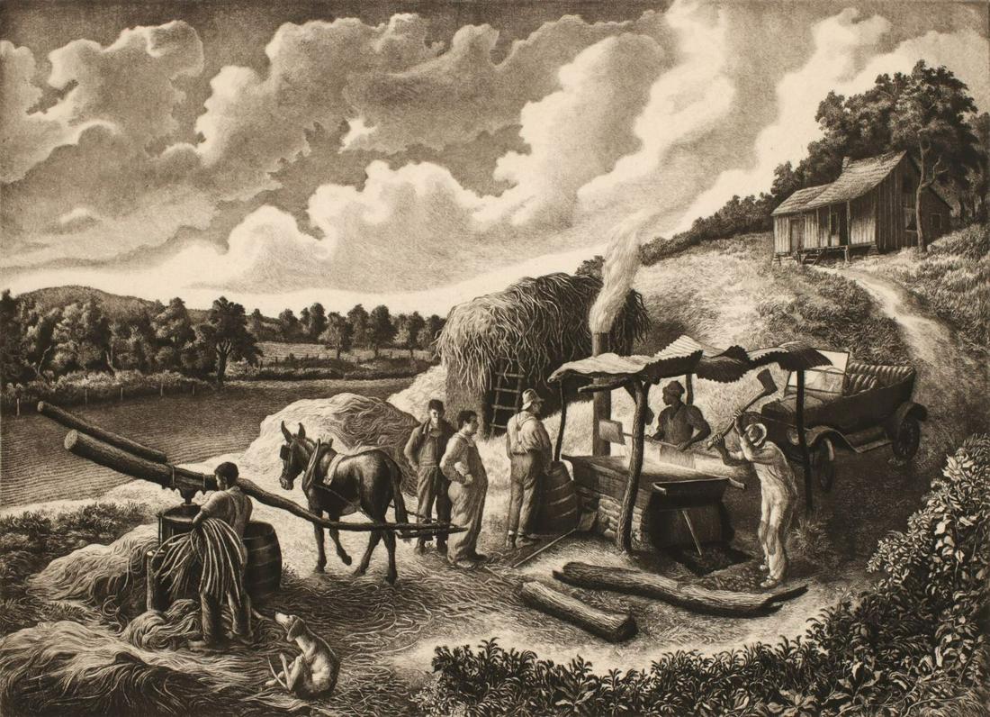 JACKSON LEE NESBITT (1913-2008) PENCIL SIGNED ETCHING: Jackson Lee Nesbitt (1913-2008) October Afternoon 1946 The etching from an edition of 250 copies is signed by the artist in pencil below the image lower right, titled lower left. Image measures 9.5 x