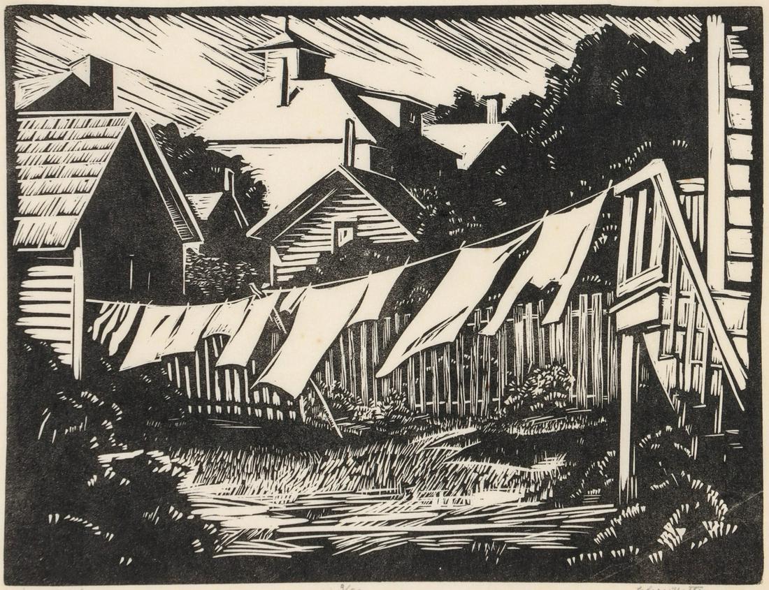 CLARA HATTON (20th C.) PENCIL SIGNED BLOCK PRINT (1 of 10)