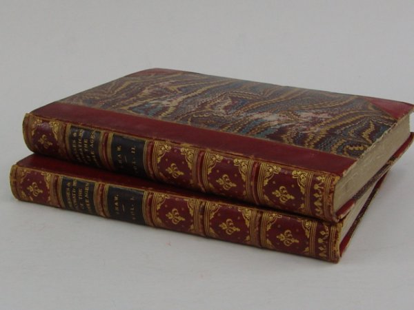 Shaw. DRESSES AND DECORATIONS OF THE MIDDLE AGES.: Shaw, Henry. DRESSES AND DECORATIONS OF THE MIDDLE AGES. 2 vol. Original three quarter leather with marbled boards. 1858 Henry G. Gohn(pub.). Quarto. Some foxing, numerous spectacular color illustrati