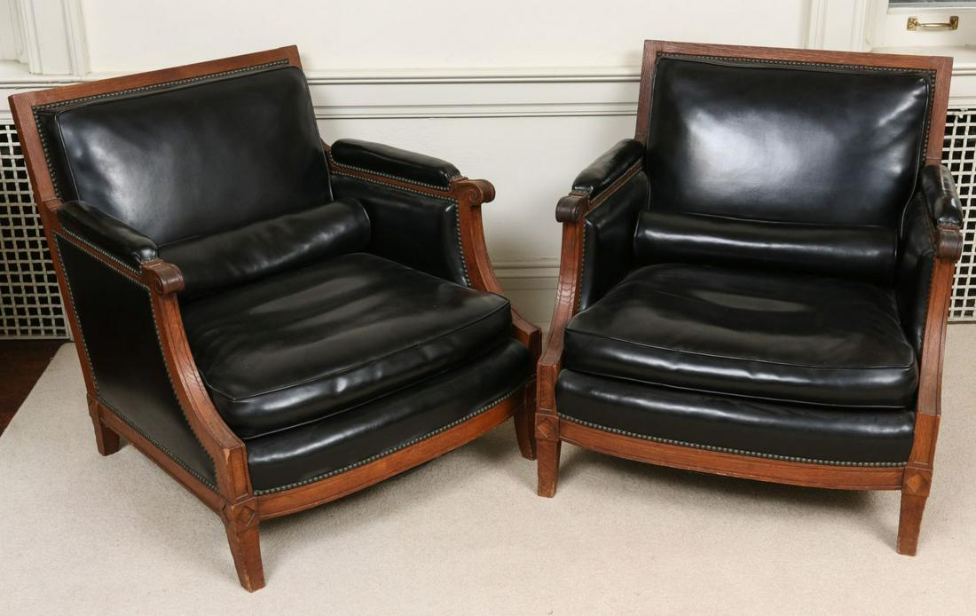 A PAIR CLASSIC MID 20C CLUB CHAIRS WITH LEATHER (1 of 13)