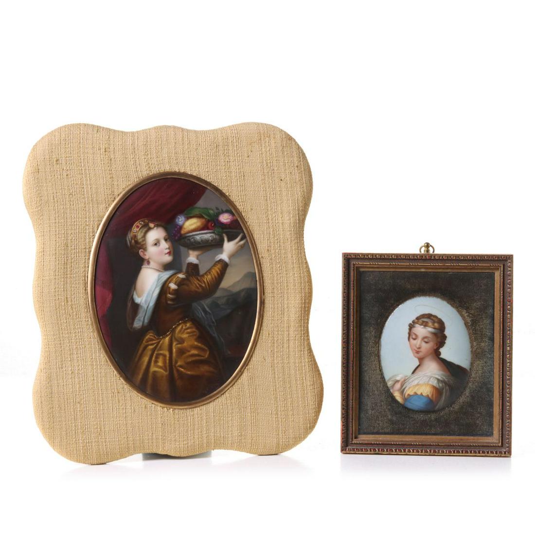 TWO 19TH CENTURY CONTINENTAL PAINTED PORCELAIN PLAQUES (1 of 10)