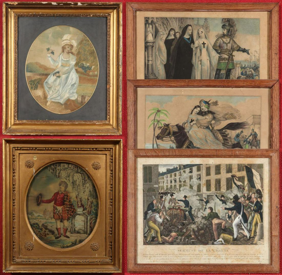 FRENCH 19TH C. NEEDLEWORK AND HAND COLORED PRINTS (1 of 20)