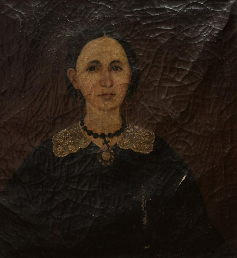 ANONYMOUS 19TH C. PORTRAIT OF WOMAN IN LACE COLLAR (1 of 11)