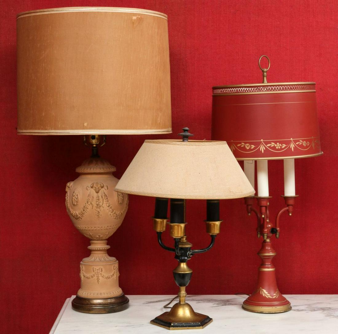 FRENCH TERRA COTTA AND BOUILLOTTE TABLE LAMPS (1 of 10)