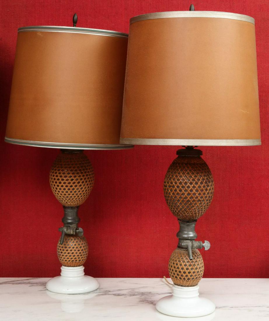 TWO EARLY 20TH C. FRENCH SELTZER BOTTLE LAMPS (1 of 10)