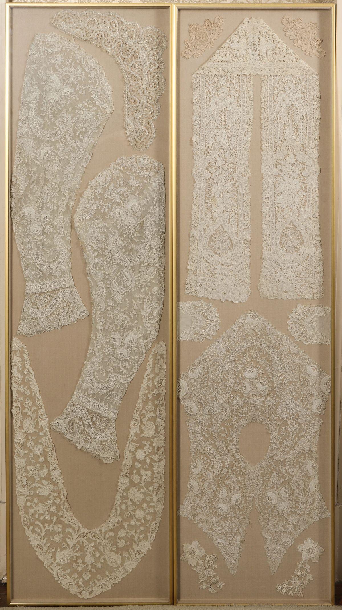 TEN PIECES OF ANTIQUE LACE IN SHADOWBOX FRAMES (1 of 8)