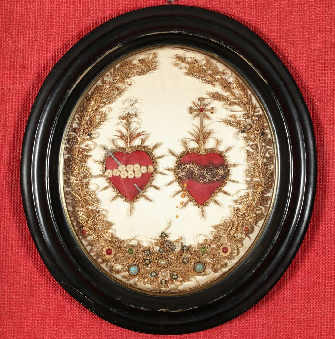 FRENCH 19TH C. QUILLED PAPER CONVENT WORK IN FRAME (1 of 5)